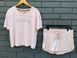 PARIS H. JUICY COUTURE Velour 2PC Sleepwear Pj Set Short Pink S/M/L OG Studded - Bild 1 von 41