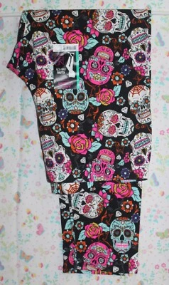 无边界 * 全新带标签 * 青少年 XL (15 - 17) 骷髅打底裤黑色多色 — 第 1/3 张图片