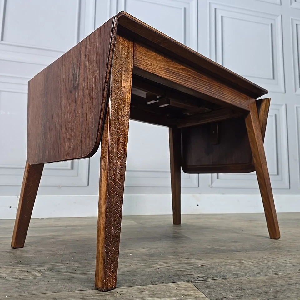 Vintage Wood Danish Inspired Coffee Table - Drop Leaf Atomic Mid Century Modern - Image 1 of 4