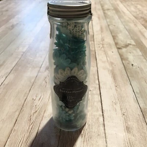 Prima Iced Got Flowers Milk Jug Glass Jar Tiffany Teal - Picture 1 of 6