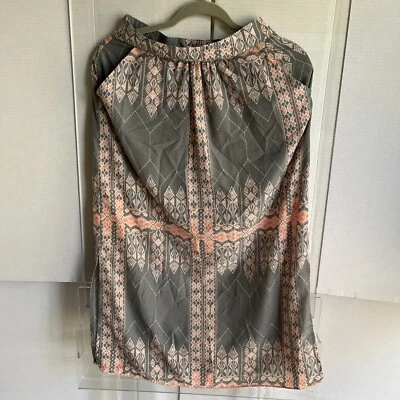 Maxi Falda Oliva y Roble Multicolor Rayas Larga Modesta Ligera Bolsillos M Foto 1 de 4