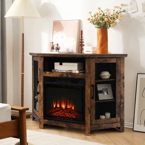 Corner Fireplace TV Stand w/ 45" Corner TV stand & 18" Electric Fireplace - Picture 1 of 20