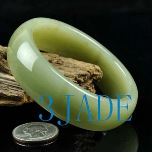 59mm Natural Hetian Nephrite Jade Bangle Bracelet, w/ Certificate - Picture 1 of 10