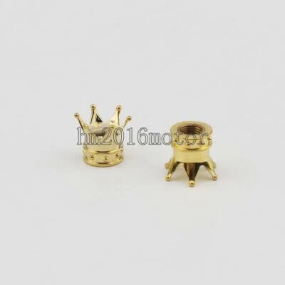 2Pcs Gold Crown Tire Wheel Stem Air Valve Caps Car Truck Hot Rod Motorcycle US - Image 1 of 3