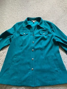 JM Collection Women Velvet Snap Button 3/4 Sleeve Jacket Green Size 14 - Picture 1 of 8