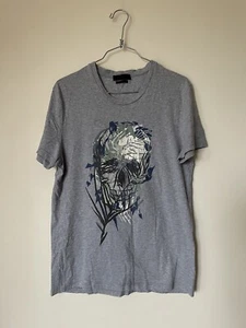 Alexander McQueen Skull Print Palm Leaves Grey Short Sleeve T-Shirt Size Small - Picture 1 of 6