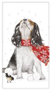 Flour Sack Kitchen Dish Towel Snow Spaniel Mary Lake - Thompson New - Picture 1 of 1