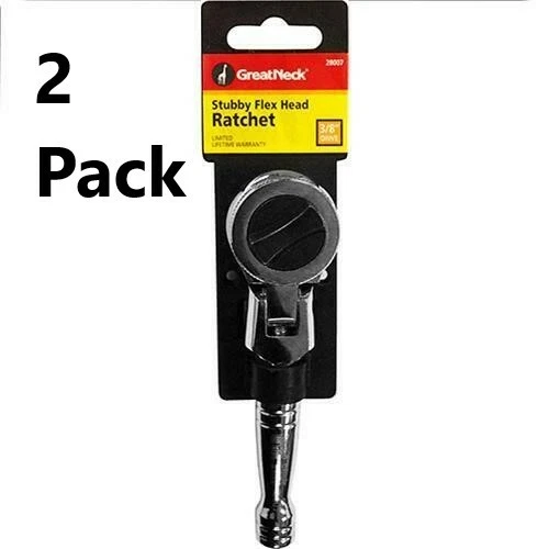 2 Отличный гриф 3/8 «полностью полированный привод короткая гибкая головка храповик #28007 - Изображение 1 из 1