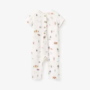 Eleganter kurzärmeliger Baby On the Farm Bio-Musselin-Overall - Bild 1 von 3