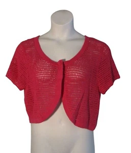 CATO XL Pink Cardigan Sweater Cropped Shrug Loose Knit - Picture 1 of 3