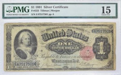 1891 $1 Silver Certificate; PMG 15; Fr.-223 - Image 1 of 2