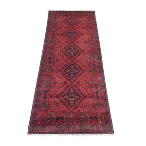 2'6"x6'3" Red Afghan Andkhoy Soft Wool Hand Knotted Runner Oriental Rug R20706 - Picture 1 of 6