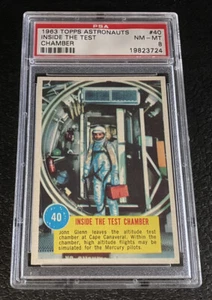 PSA 8 1963 Topps Astronauts John Glenn Rookie Card #40 Inside The Test Chamber - Picture 1 of 2