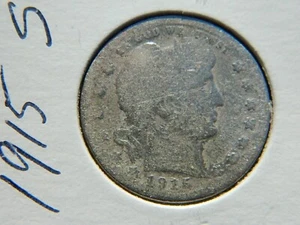Lot 1915 S - BARBER QUARTER - JUNK 90% SILVER - RARE COIN ! KEY DATE !! - Picture 1 of 2