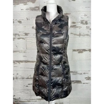 Chaleco acolchado largo estampado camuflaje FILMORE gris negro talla pequeña nuevo sin etiquetas Foto 1 de 4