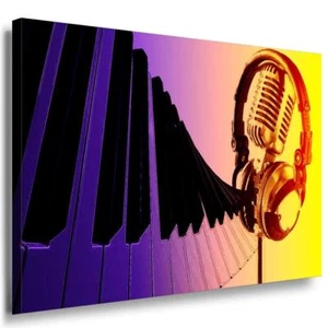 Musik Klaviatur Mic Leinwandbild LaraArt Bilder Mehrfarbig Wandbild Kunstdruck  - Bild 1 von 2
