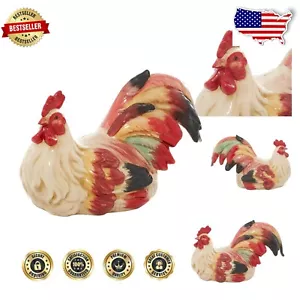 Rustic 15" Ceramic Rooster Statue - Colorful Garden Decor for Indoors/Outdoors - Picture 1 of 10