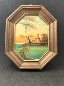 Vintage Framed And Signed Miniature Oil On Canvas Painting Sea View - Picture 1 of 7