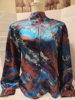 Blusa vintage Michelle Stuart talla M magenta cachemira cottagecore retro sensación satinada Foto 1 de 4