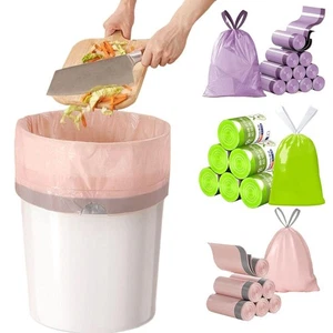 100 Pack Leak Proof Trash Bags Drawstring Tear Resistant Small Bin Liners  - Picture 1 of 24