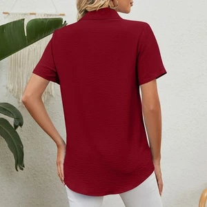 Women's Button Down Shirt Pure Color Short Sleeve Breathable Casual Shirt For - Picture 1 of 7