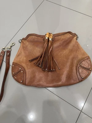 Bolsa de ombro Gucci Indy Old Memphis 2 vias couro marrom COMO ESTÁ - Imagem 1 de 4