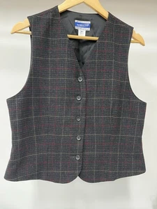 Vintage Pendleton Damen-Wollweste schwarz kariert hergestellt in den USA – Größe 14 Petite - Bild 1 von 5