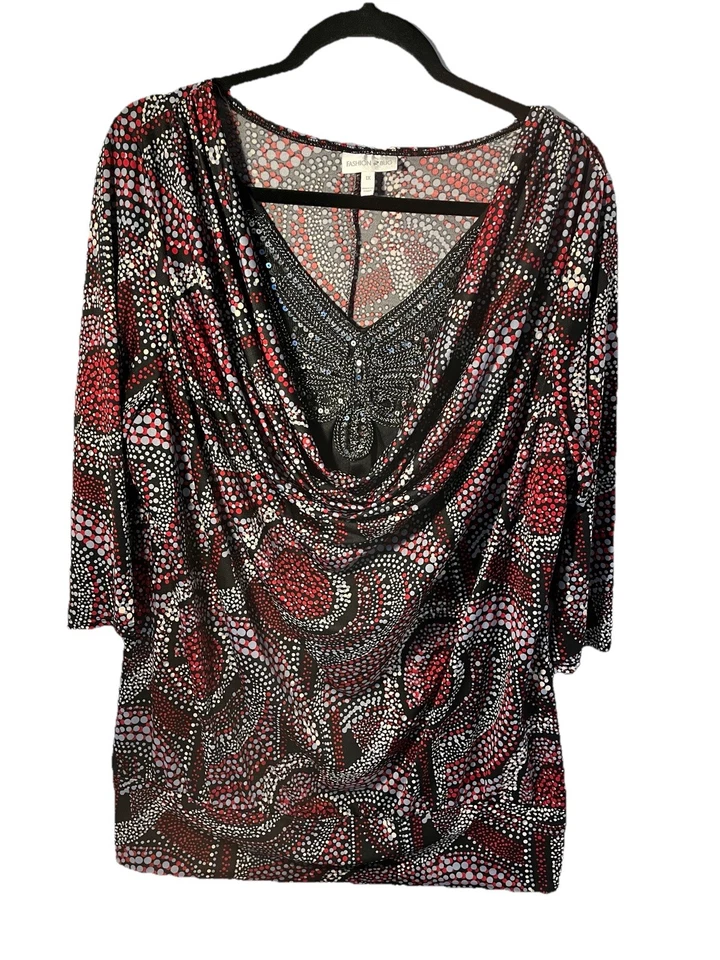 Fashion Bug Feminino Tamanho 1X Com Deslumbrante Inserção Decote V - Imagem 1 de 3