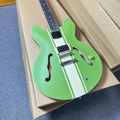 US Warehouse ES-335 Semi Hollow Green Electric Mahogany Body Black Fretboard - Image 1 of 4