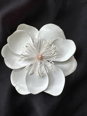 Cara NY Leather Brooch Flower 4" Steampunk Feminine Classic NEW - Image 1 of 4