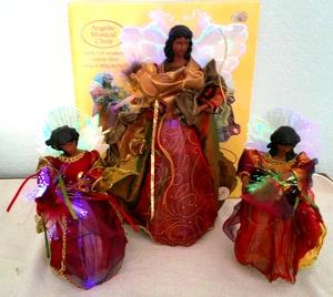 3-teiliges WEIHNACHTEN musikalisches Glasfaser Engel Chor Set - Bild 1 von 3