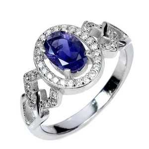 925 Sterling Silver Ring Oval Iolite 7x5mm Natural Gemstone Jewelry Size 8 - Picture 1 of 13