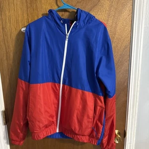 Under Armour Hoodie Mens Medium Blue Red Full Zip Jacket Lined Lightweight Top - Picture 1 of 7