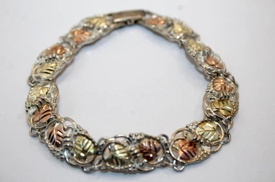 Precioso brazalete vinculado Black Hills de oro de plata de ley y oro de 12 k de 7,5" Foto 1 de 4