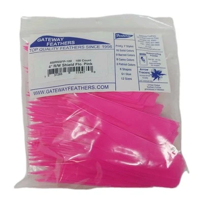 100 Pack Gateway Feathers 4" Right Wing: Shield Fluorescent Flo Pink 400RSSFP - Image 1 of 4