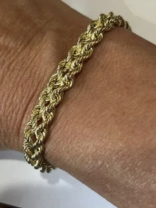 14k Yellow Gold Braided Woven Rope Style 7" Bracelet Vintage NS 7.57g - Picture 1 of 15