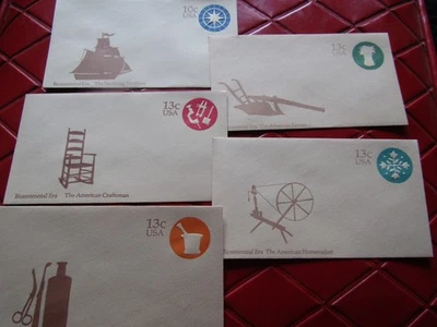 AMERICAN Vintage SET of 5 BICENTENNIAL ERA Embossed STAMPED ENVELOPES - 1970's - Image 1 of 4
