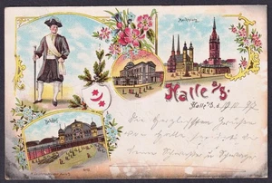 Halle A. S. Saale Marché Gare Carte Postale Litho AK - Picture 1 of 1