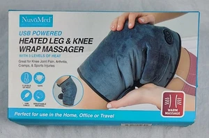NUVOMED USB POWERED HEATED LEG & KNEE WRAP MASSAGER WITH 3 LEVELS OF HEAT NIB - Picture 1 of 2