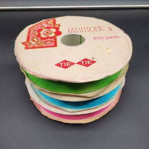 Vintage SATINTONE RIBBON LOT OF 3 - 250 Yard Rolls Pink Blue Purple Brand New!  - Picture 1 of 8