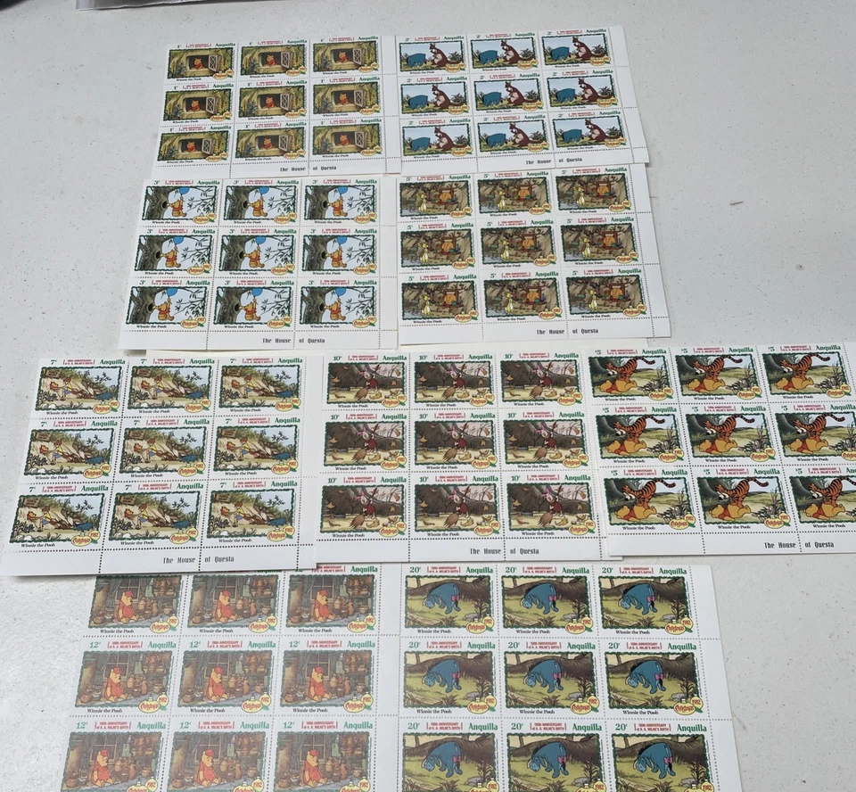1982 Anguilla Winnie the Pooh Stamps blocks. Total of 81 stamps. MNH - Image 1 of 4