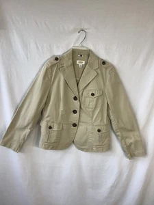 Women’s Talbots Size 12 Beige Blazer Three  Button Closure  - Picture 1 of 10