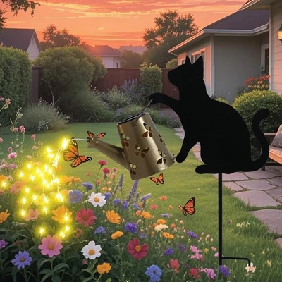 Cat Solar Light Outdoor Garden Decoration, Waterproof Metal Stake Black Outdo... - Image 1 of 4