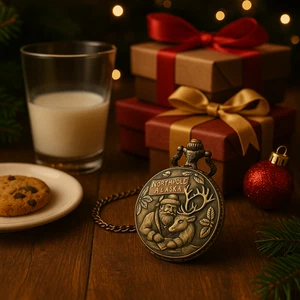 Santa’s Lost Pocket Watch Antique Bronze Christmas Keepsake Gift - Picture 1 of 8
