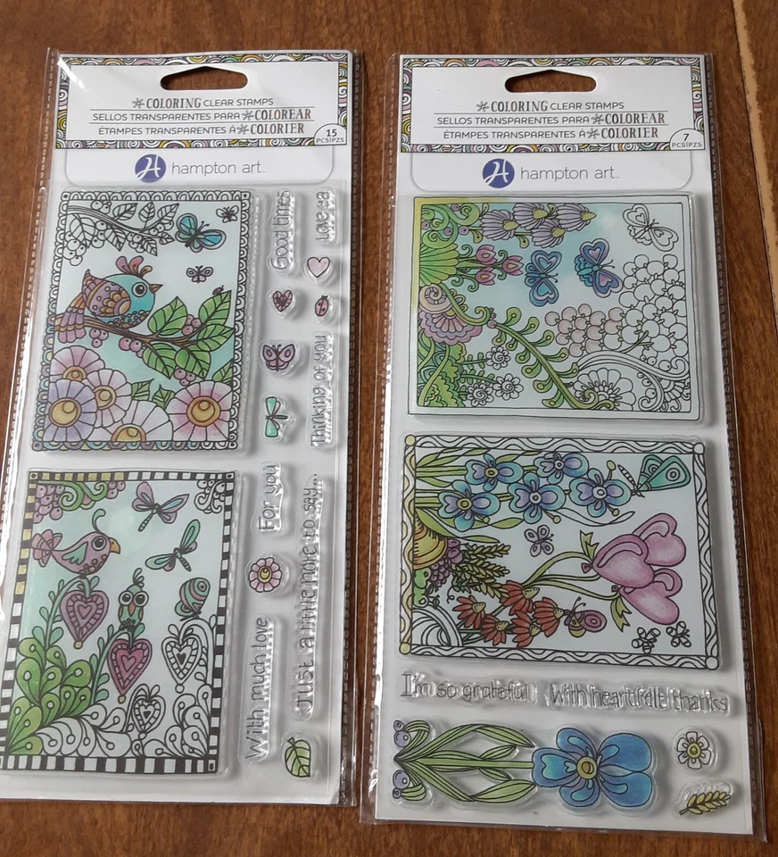 Grateful Flower Clear Color Me Coloring Acrylic Hampton Art Stamp Set Sc0720