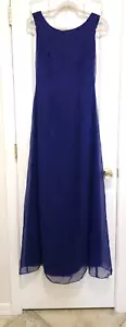 VINTAGE Womens LONG Formal Sleeveless Chiffon Dress Small Medium Blue Back Loop - Picture 1 of 15