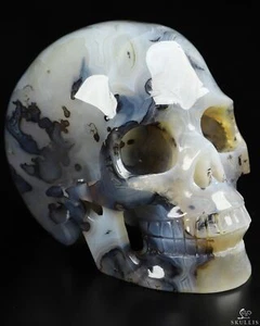 Calavera de cristal tallada a mano de ágata brasileña premium de 4,0", realista, curativa - Imagen 1 de 8