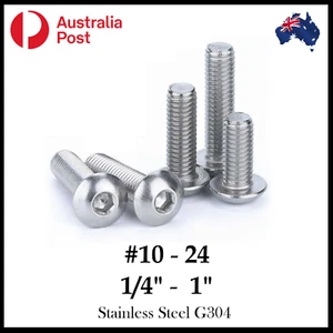 UNC #10-24 (3/16") Button Socket Head Bolt s Screws BSW Stainless Steel A2 G304 - Picture 1 of 2