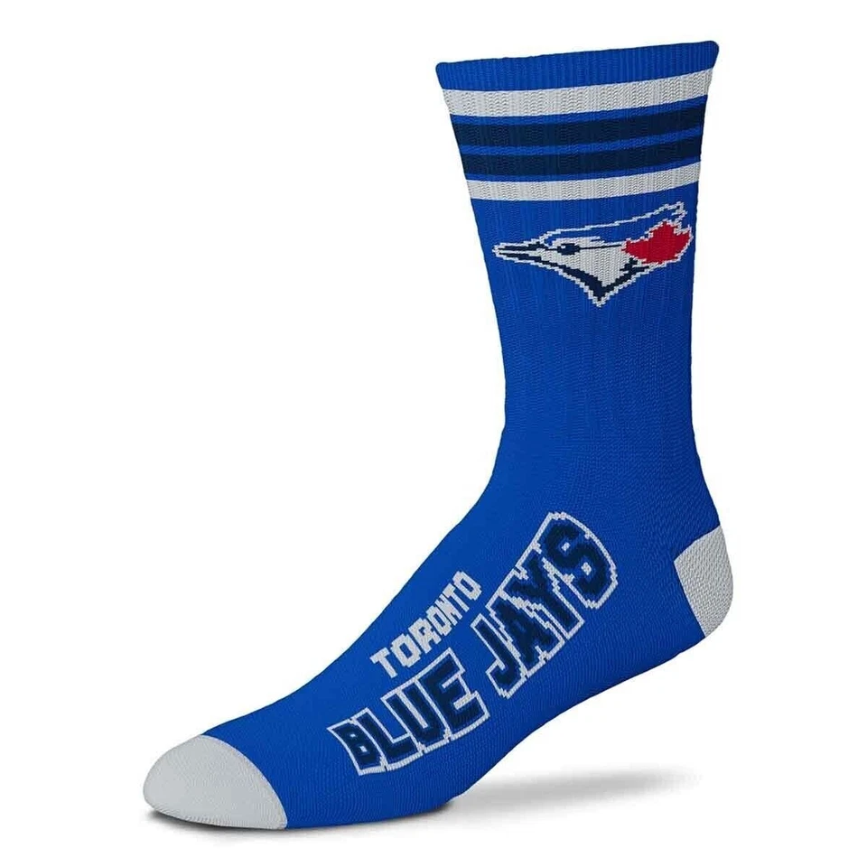 TORONTO BLUE JAYS LOGO ADULT LARGE CREW SOCKS AUTHENTIC MLB BASEBALL TEAM NEW - Image 1 of 1