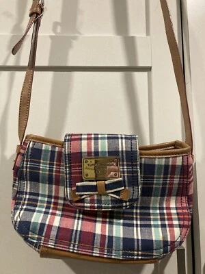 Tommy Hilfiger Women's Red White Blue Plaid Small Handbag Crossbody Purse - Image 1 of 4